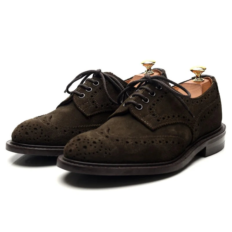 'Bourton' Dark Green Suede Derby Brogues UK 6.5