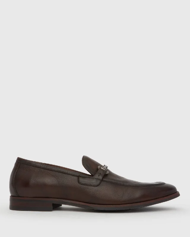 NATE Leather Buckle Trim Loafers