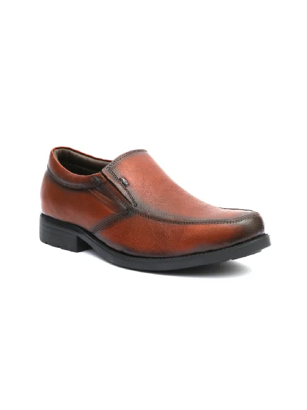 Hitz Men's Brown Leather Slip-On Formal Shoes