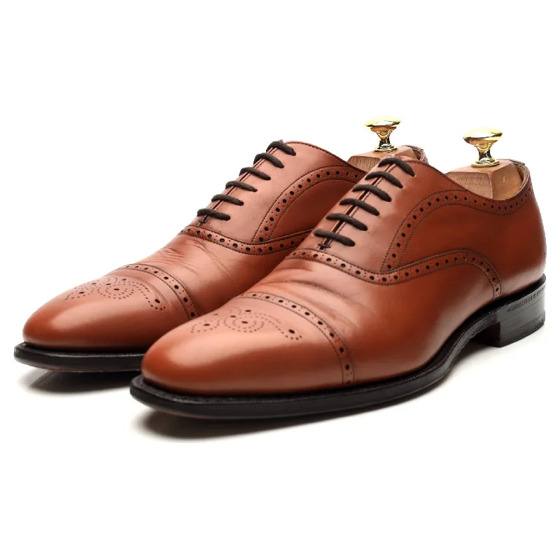 'Hawthorn' Tan Brown Leather Oxford Brogues UK 8 F