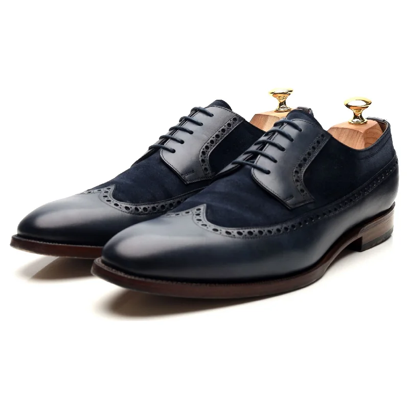 '082' Navy Blue Two Tone Leather Derby Brogues UK 10.5