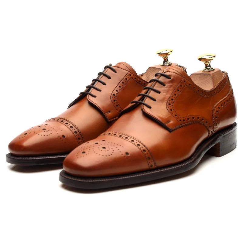 'Randolph' Tan Brown Leather Derby Brogues UK 6 F