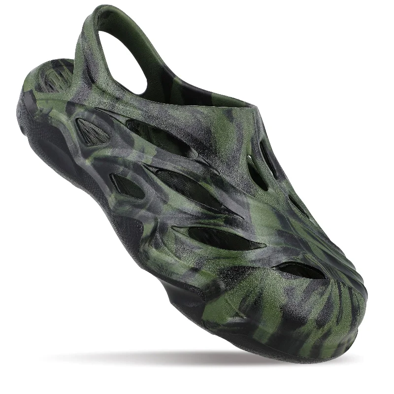 Walkaroo Mens Clogs  - WC4834 Black green