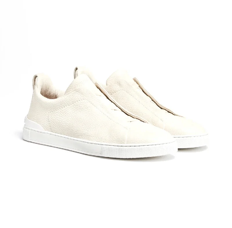 Zegna White Triple Stitch Sneaker